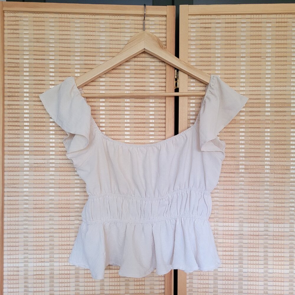 Altar'd State Ruffle Cream-Colored Blouse - Picture 3 of 4